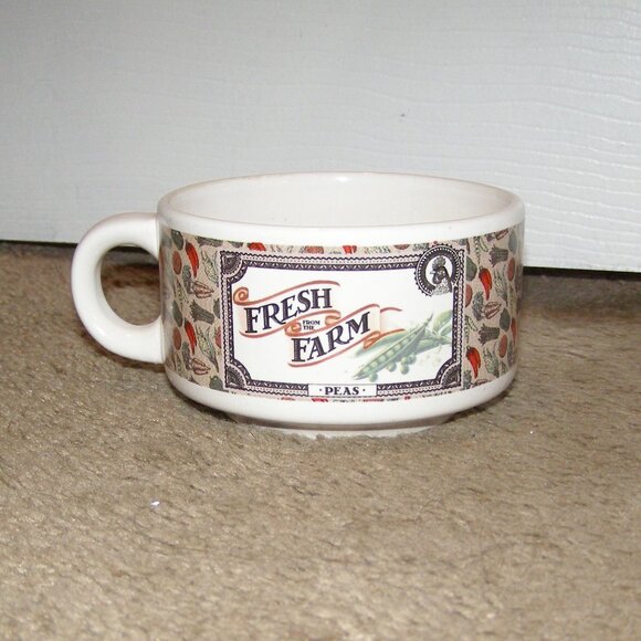Fresh From the Farm Soup Mug/Cup Carrots & Peas Houston Harvest as shown - Picture 4 of 7